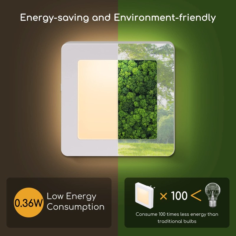 Aigostar Pack of 2 Night Light Socket with Twilight Sensor,