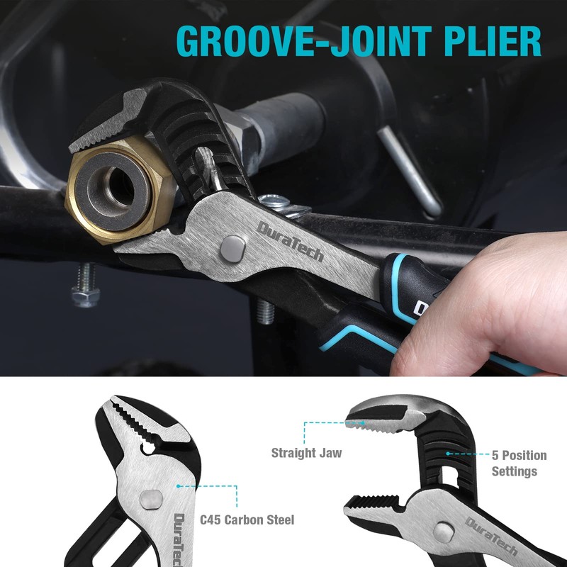 DURATECH 4-Piece Pliers Set, 8" Long Nose, 8" Slip Joint,