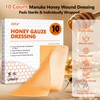 10 Pack Honey Wound Dressing,4'' x 4''Manuka Honey Gauze Dressing,Non-Stick