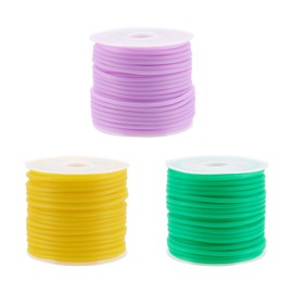 Pandahall 3 Rolls Knitting Barber Stitch Holder Cords 2mm Hollow Pipe Rubber Cords Tubing Silicone Cords Hold Stitches for Knitting Craft Stitch Keeper (Purple/Green/Gold)