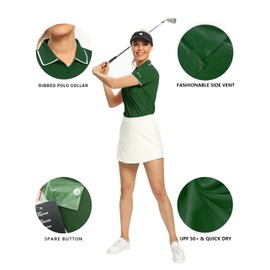 Hiverlay Women Golf Shirts Polo Shirts for Women UPF 50+ Lightweight Quick-Dry Collared Tennis Daily Shirts Work Tops Green S