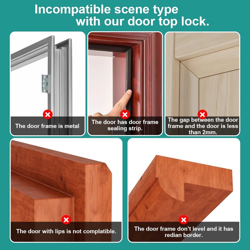 TSMST Child Proof Door Top Lock,Security Door Lock with Adjustable