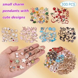 COGCHARGER 300 Pieces Wholesale Bulk Lots Jewelry Making Pendant Mixed Shapes Alloy Enamel Charms for Jewelry Necklace Earrings Crafts Making