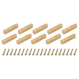 sourcing map 10Pcs Wood Drawer Pulls Handles with Screws Set 96mm/3.78" Hole Spacing Unfinished Beech Wood Cabinets Drawer Knobs Pull Handles for Kitchen Cabinets Dresser Furniture