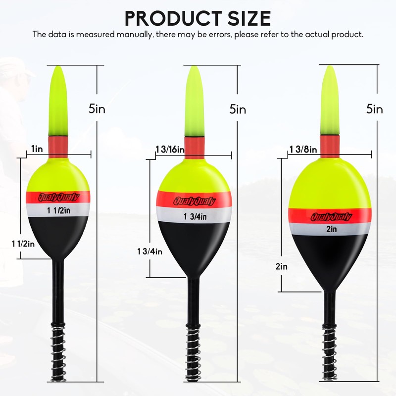 QualyQualy 4PCS Lighted Slip Bobbers Fishing Floats Glow in The