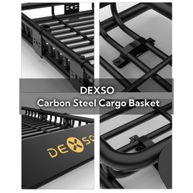 DEXSO Universal Roof Rack Basket, 46" x 36" Rooftop Cargo Carrier Basket, 200 Lbs Capacity Car Cargo Rack, Heavy Duty Luggage Rack for SUVs, Trucks, Vehicles