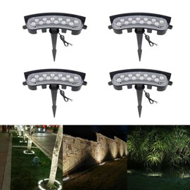 EZlumify Low Voltage Spot Lights 9W LED Outdoor Uplighting 3000K Outdoor Spotlight AC/DC 12V Landscape Floodlight Wired Spot Lights Up Light for Tree Flag Wall Black 4PK ETL FCC