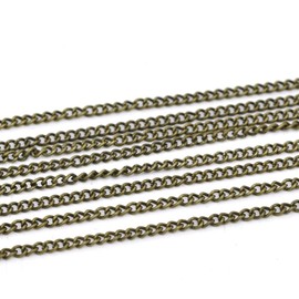 Pack of 5 Metre Antique Bronze 3mm x 2.2mm Open Curb Link Chain for Jewellery Making Crafts, Scrapbooking or Cardmaking