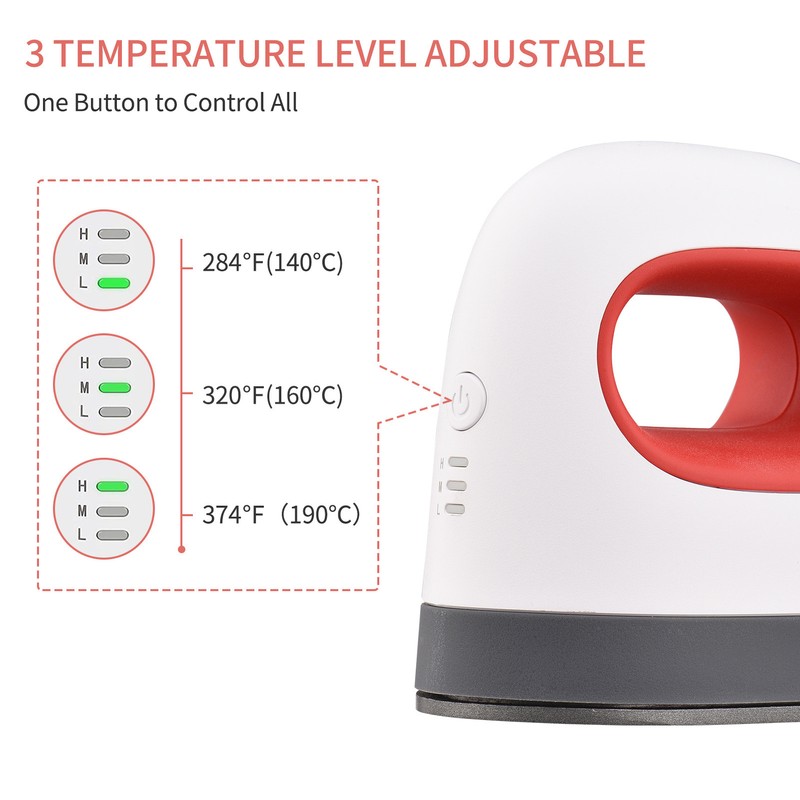 Mini Heat Press Machine 3 Heating Modes Portable HTV Iron