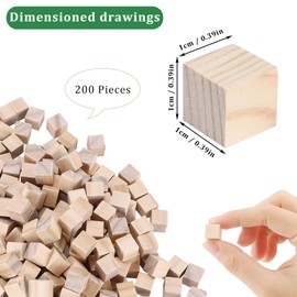 200 Pieces Small Wooden Cubes, 1cm Blank Wooden Cubes, Cube Square Wood Blocks, Unfinished Wood Cubes, Smooth Wooden Cubes, for DIY, Stamps, Handmade, Decoration, Woodcrafts