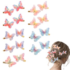 Qiyuda 18 Pcs Butterfly Hair Clips, Rhinestone Glitter butterfly Clip for Girls, Teens Women