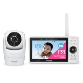 VTech Smart WiFi Baby Monitor VM901-1W, 5-Inch 720p LCD Display, 1080p Camera, Night Vision, 120° Wide Angle View, Remote Controlled Pan/Tilt Zoom, 2-Way Talk, Works with iOS, Android
