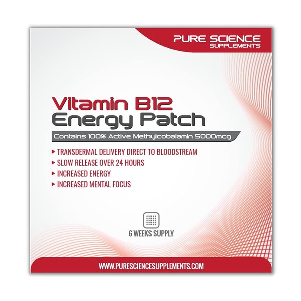 Pure Science Transdermal Vitamin B12 Patches 5000mcg - 6 Weeks Supply