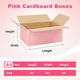 Shipping Boxes Medium 9x6x4 Inches, 30 Pack Mailer Packaging Boxes Bulk, Pink Corrugated Cardboard Boxes for Small Business Mailing Packing