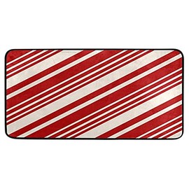 Vdsrup Christmas Candy Cane Strips Kitchen Rugs Winter Red Xmas Kitchen Mat Bath Rug Floor Mats Home Decor 39 X 20 Inch