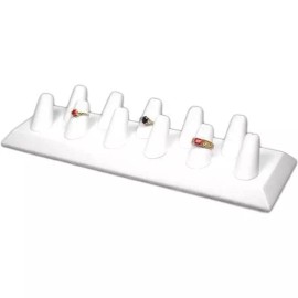 FindingKing  White Faux Leather 11 Finger Ring Jewelry Displays Showcase Kit 6 Pcs