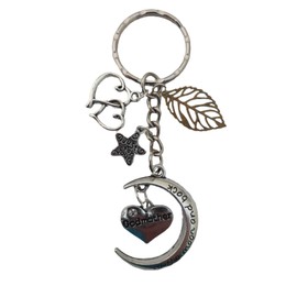 to the Moon and Back Love Heart Keyring Godmother Charm Pendant