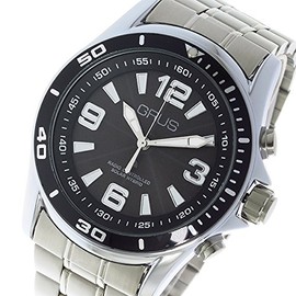 Grus GRS004-02 Voice Radio Watch Solar Talking Watch, Quartz, Black/Silver, Black, Bracelet Type