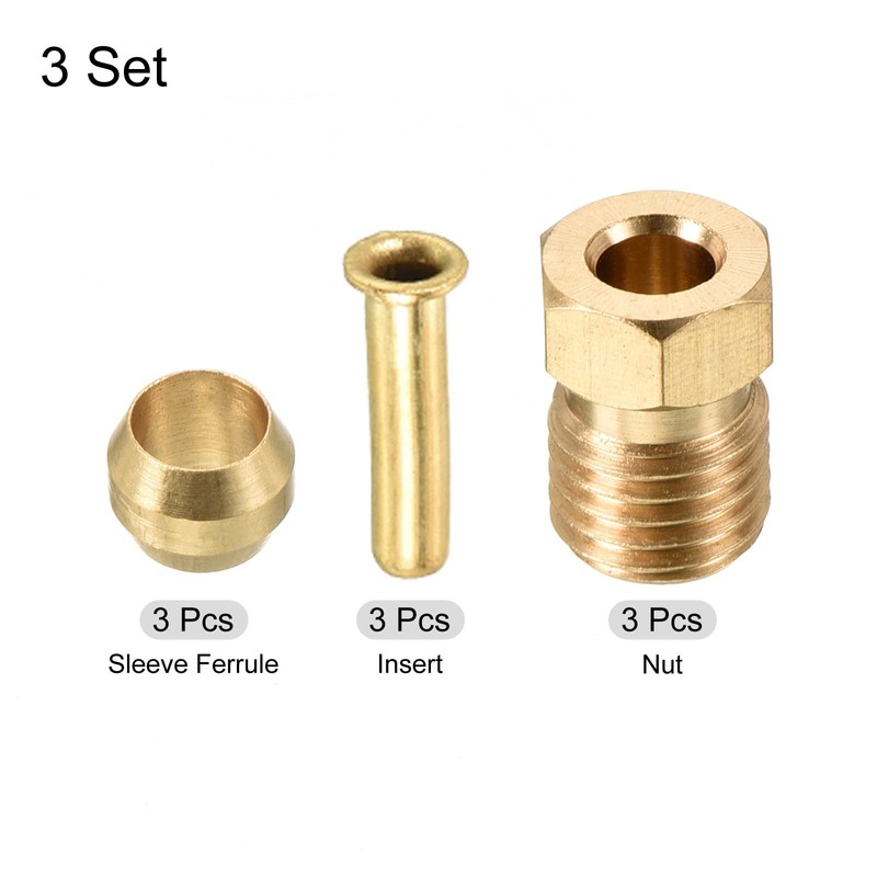 PATIKIL 2.5mm ID 4mm OD Tube Brass Compression Assortment Kit