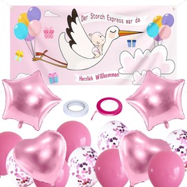 15 St 160x70cm Storch Geburt für Draussen Willkommen Zuhause Baby Welcome Home Baby Hänge Storch Banner Luftballon（Pink）