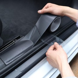 Protector Film Car Door Film Carbon Fiber Door Strip Anti-Puncture Sticker Scratch and Dirt Prevention Sealing High Temperature Resistance (Black (Width 3cm*Length 5m))