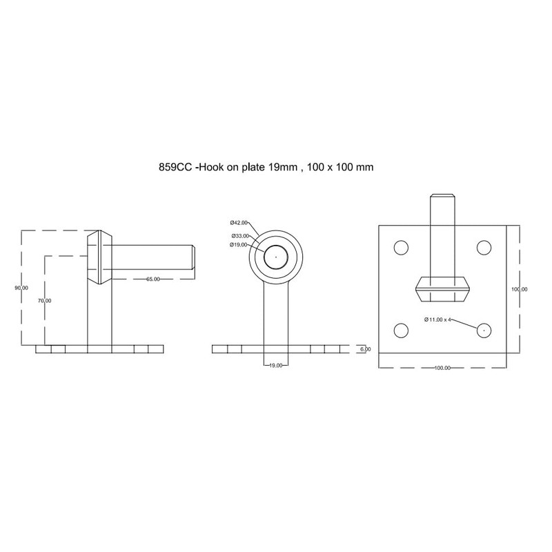 Hardware-Solutions 1PC Bolt on Anchor Plate - Galvanised Steel Gate