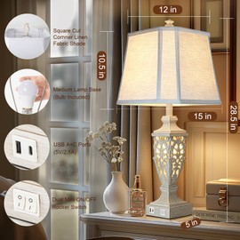 Scenekoy 28.5" Resin Table Lamps with Night Light for Bedroom Living Room