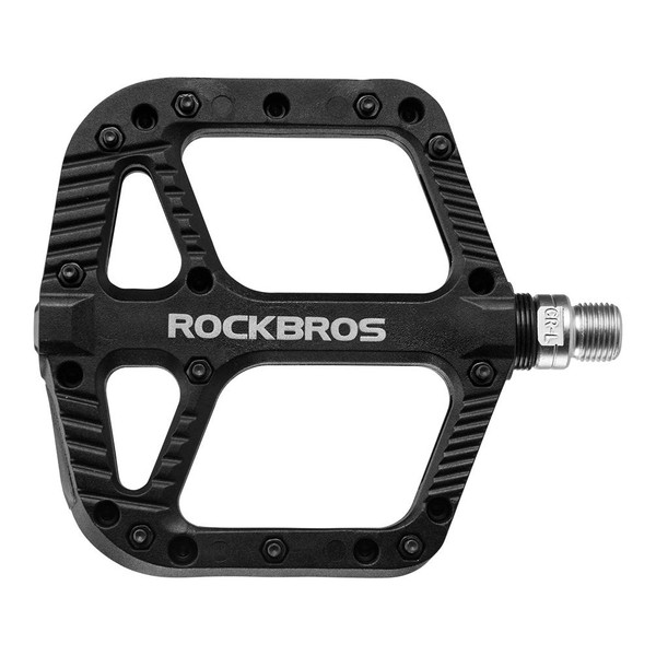 Rock BROS Mountain Bike Pedals Nylon Composite Bearing 9/16" MTB Bicycle Pedals with Wide Flat Platform Black