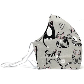 IUPTOWN CHIC 100% Cotton Cloth Face Covering for Women Men-Durable- Breathable-3 Layers Fabric-Reusable-Washable - Outdoor - Indoor - Adjustable - MADE IN USA - 1 PC - Harmony Cats