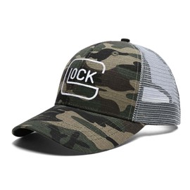 POK-UJNTION Embroidered Trucker Cap for Men & Women, Adjustable Sun Hat - Camo Green