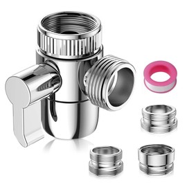 3-Way Diverter Valve, 3-Way Tap Diverter Valve Diverter G1/2 Shower Diverter Brass Three-Way Valve with Adapter for M22 M24 G1/2 Taps Kitchen Bathroom