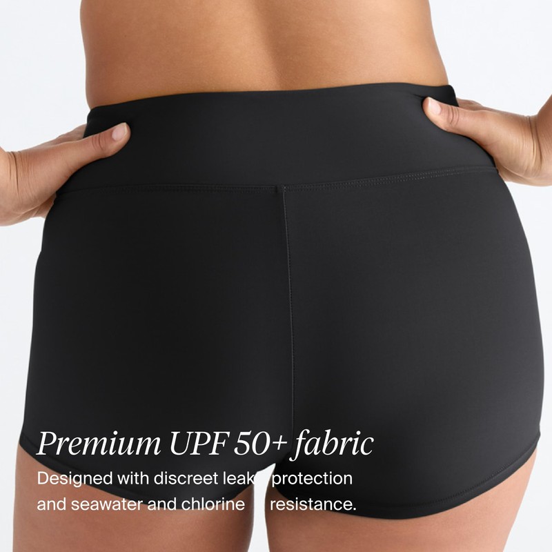 KNIX Leakproof Hip Hugger Swim Bottom, Black, Large