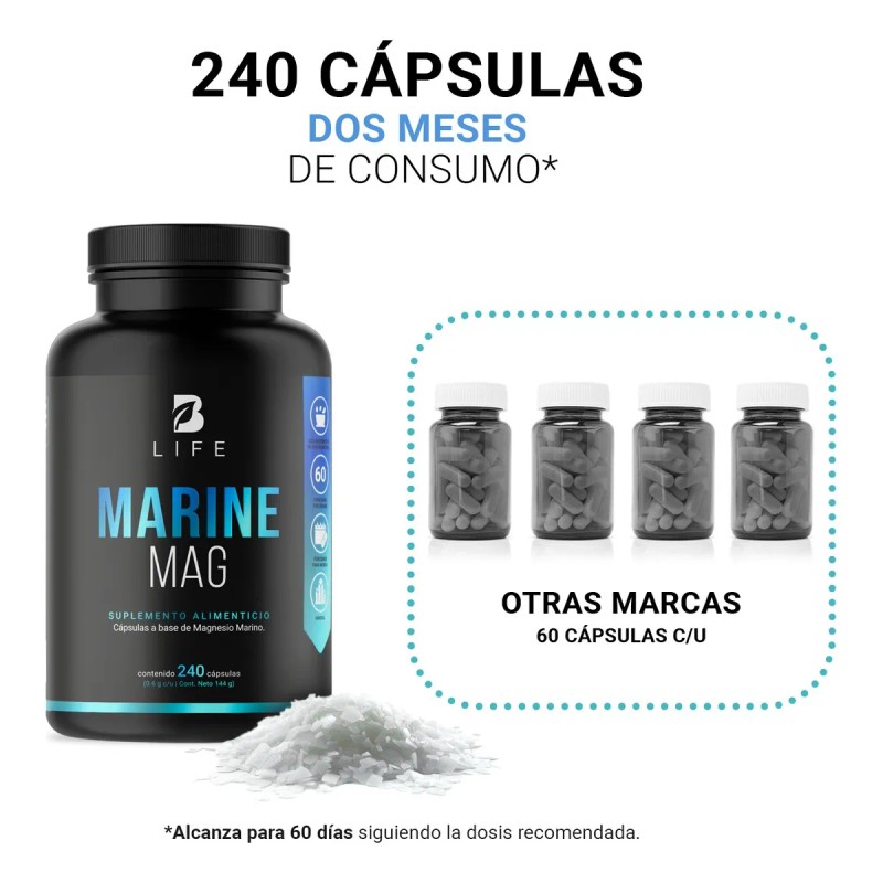 Magnesio Marino De 240 Cápsulas 100% Natural B Life