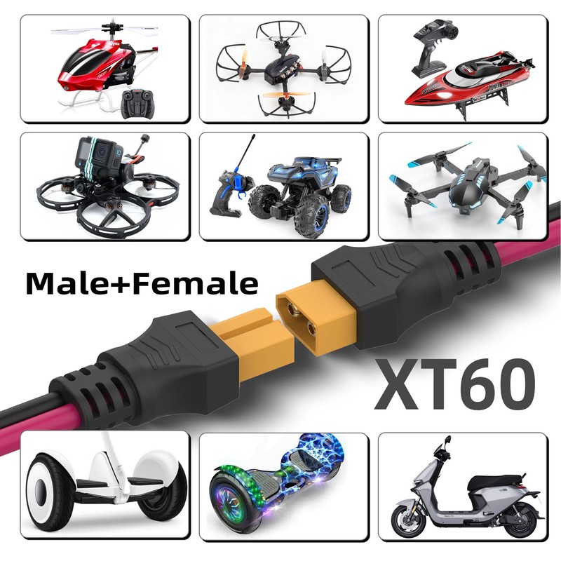 Zibee 12AWG 6.6FT XT60 Extension Cable Injection Molded XT60 Adapter