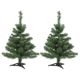 Harbour Housewares Artificial Christmas Tree - 58cm / 2ft - Green - Pack of 2 - Indoor Desktop Miniature Pine Xmas Tree with Stand Tabletop Holiday Seasonal Decoration