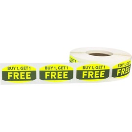 "Buy 1 Get 1" BOGO Grocery Store Food Labels .75 x 1.375 Inch 500 Total Adhesive Stickers