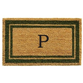 Calloway Mills 153041830P Sage Green Border 18" x 30" Monogram Doormat, (Letter P)