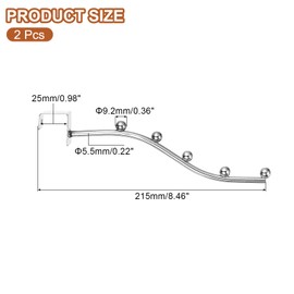 uxcell 2Pcs 8.46" Wall Mount Waved Waterfall Hanger Rack 5 Beads, Metal Garment Hook Clothes Display Hooks Wall Hangers Organizer for Homes, Supermarket, Clothing Stores (Silver)