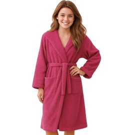 Morgenstern Children's Bathrobe for Children and Teenagers Girls Boys 100% Cotton Terry Cloth with Hood Oeko-Tex® Children's Bathrobe Dressing Gown, fuchsia