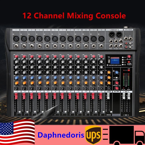 Unbranded 12-Channel USB Bluetooth Live Studio Audio Mixer Power Mixing