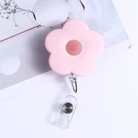 1Pc Yellow Retractable Badge Reel Cute School Supplies Name Card Holder Flowers Work Card Clip Keys Lanyard Chest Card ID Card Clips, Identification Badges and Supplies, Badge Holders