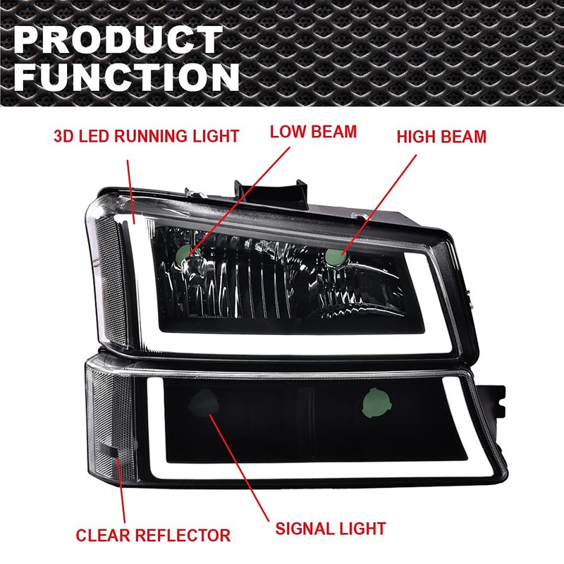 G-PLUS LED Headlights Compatible with Chevy Silverado/Avalanche 2003 2004 2005