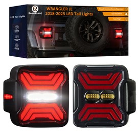 LED Tail Lights Compatible with 2018-2025 Jeep Wrangler JL/JLU 4xe, Rear Tail Lamp Kit Brake Stop Light Turn Signal Light Reverse Back Up Assembly, Wrangler JL Rearlight DOT Approved