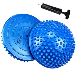 2PCS Hedgehog Balance Pods, Pimples Pilates Ball, Half Spiky Fitness Domes for Kids Adults Sports, Foot Massage, Stability Training, Muscle Balancing Therapy, Motor Skills Yoga Gymnastics Exercise