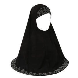 ZGMYC Women Shiny Rhinestones Muslim Hijab Elegant Long Turban Cap Head Wrap Scarf, Black