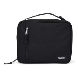 PackIt Freezable Classic Lunch Box, Black, Built with EcoFreeze® Technology, Collapsible, Reusable, Zip Closure With Zip Front Pocket and Buckle Handle, Designed for Fresh Lunches