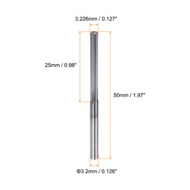 HARFINGTON Carbide Chucking Reamer 0.127"(3.226mm) Dia Straight Flute Straight Shank Machine Reamer Tool for Metal and Lathes CNC Machining Centers, Black