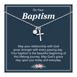 ORISPRE Baptism Gifts for Girl Christening Catholic LDS Cross Necklace Baptism Necklace Decorations