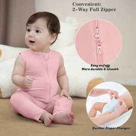 Rayon Made Of Bamboo Sleepers, 3pack Baby Pajamas Summer Sleeveless 2 Way Zipper Footless Rompers Black+Pure Green+Light Brown 3-6 M