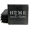 Rustic Slate Coasters Set of 6, 4" Square, Laser Etched